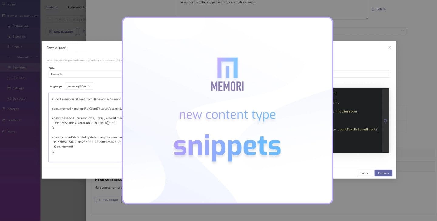 Un nuovo tipo di contenuto per le vostre conversazioni: "snippet"
